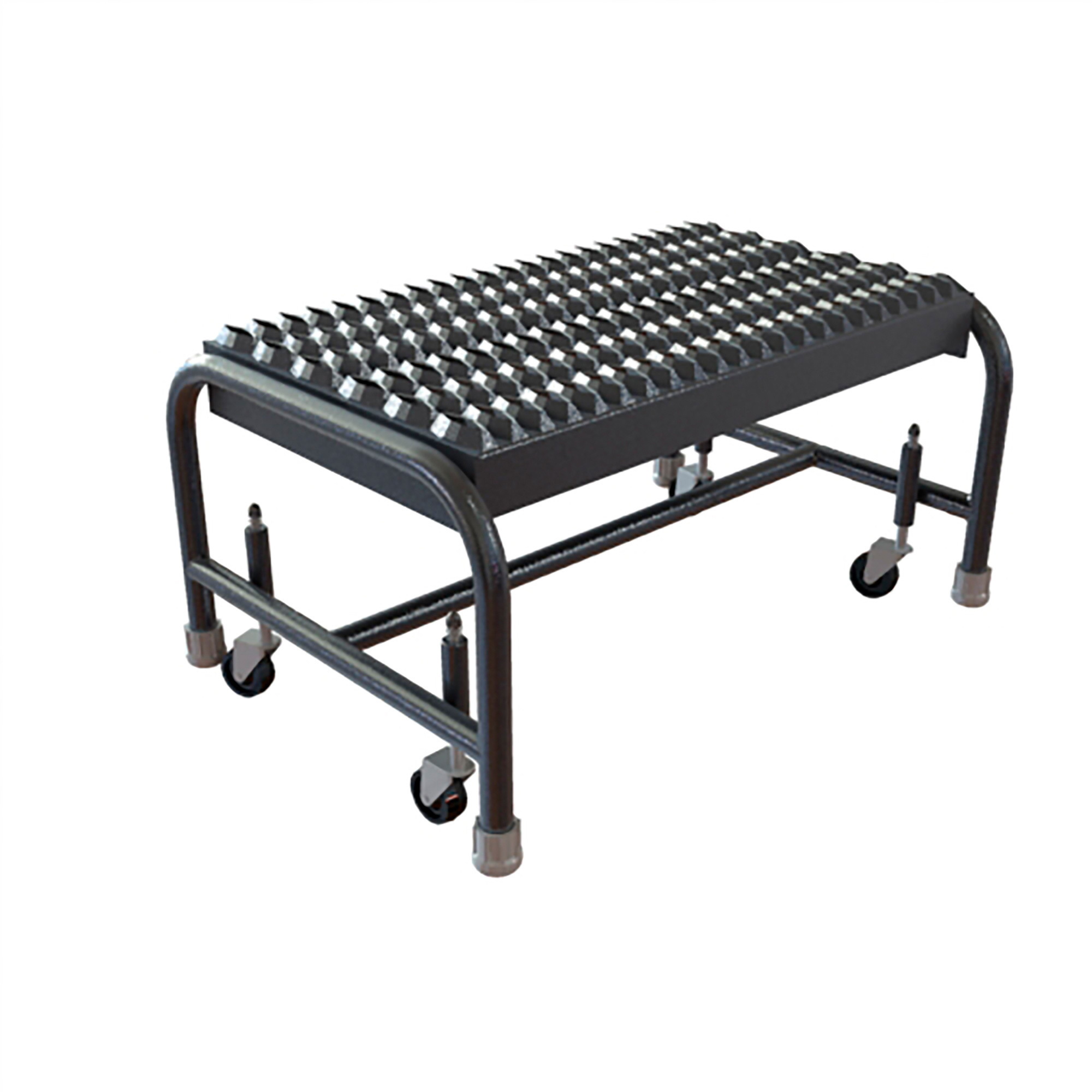 Tri-Arc 1-Step Steel Step Stool with Serrated Tread and Spring-Loaded Casters, 24in. x 10in. Platform, Model# WLSR001242